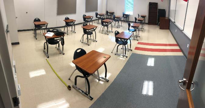 Example classroom with 6 foot measuring tape shown