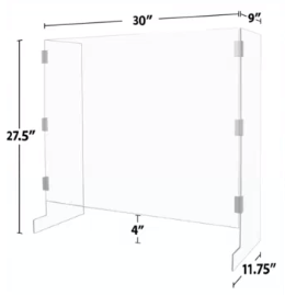 Illustration showing dimensions of plexiglass partition